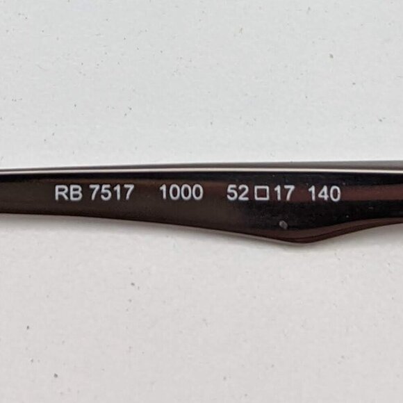 🕶️Ray-Ban RB7517 1000 Eyeglasses 52/17 140 /KAI544🕶️​ - Picture 3 of 6